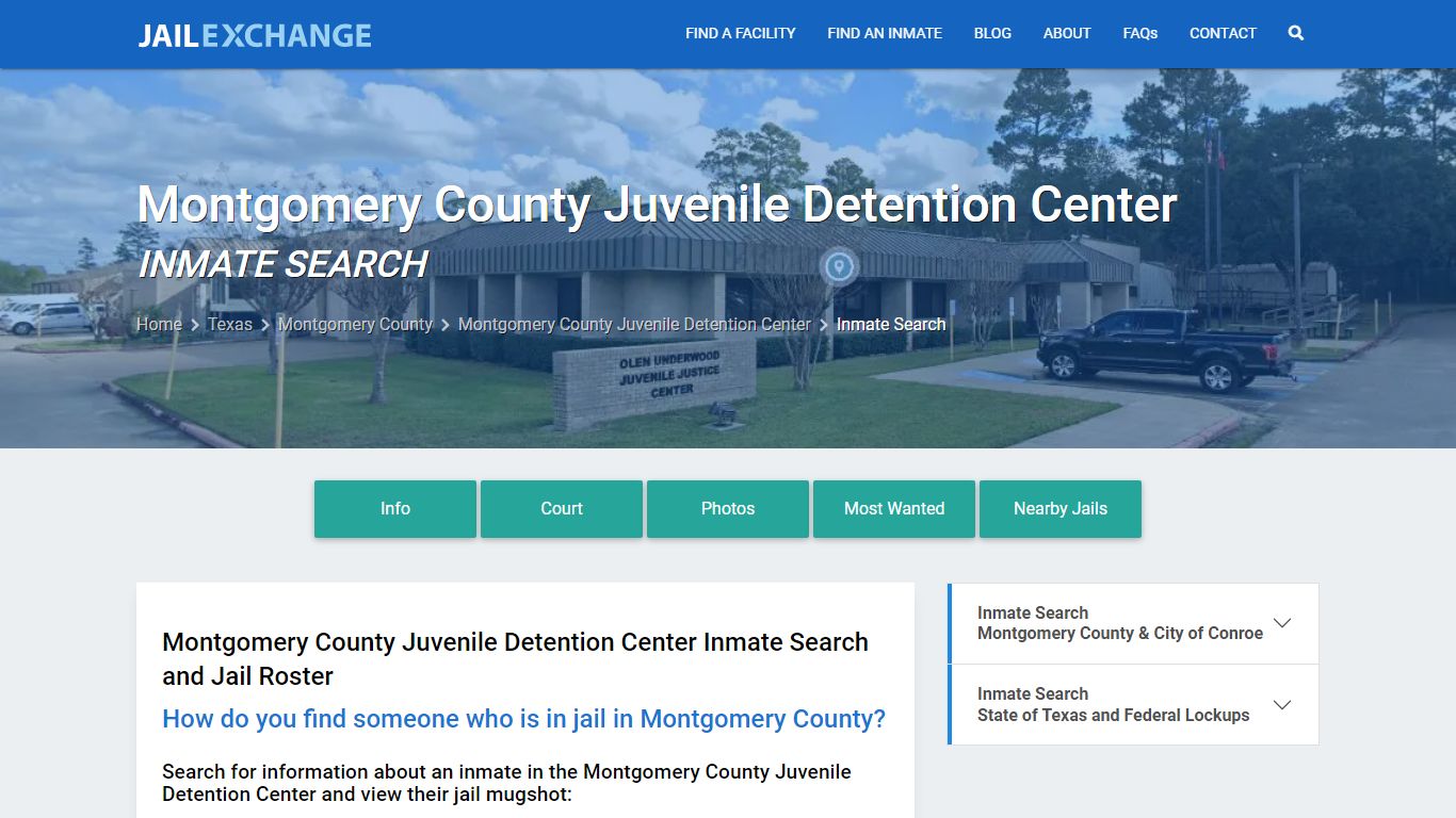 Montgomery County Juvenile Detention Center Inmate Search - Jail Exchange